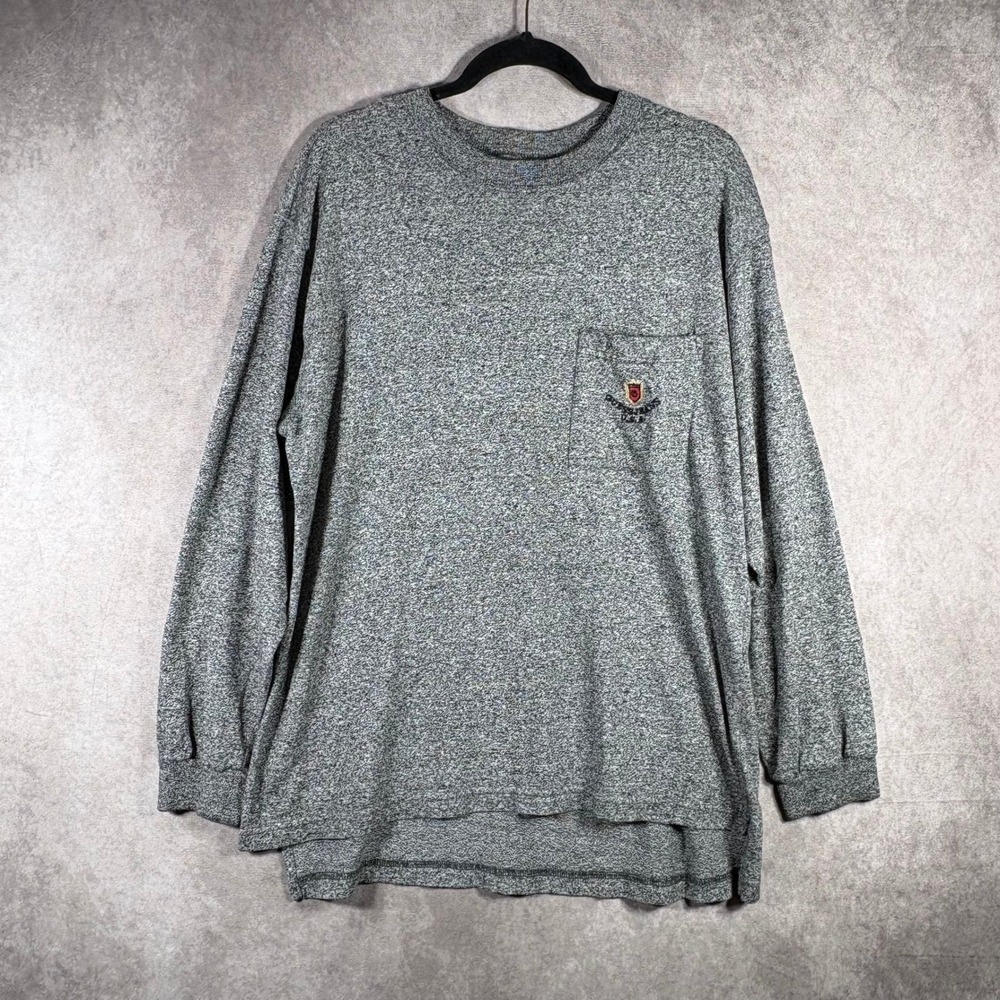 Vintage Guess T-Shirt Men L Gray Georges Marciano Long Sleeve Pocket 90s USA 90s